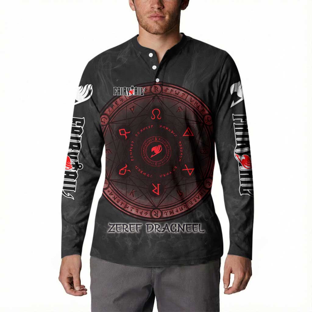 Zeref Dragneel Fairy Tail Button Sweatshirt Dark Magic Circle Design with E.N.D Demon Aesthetic