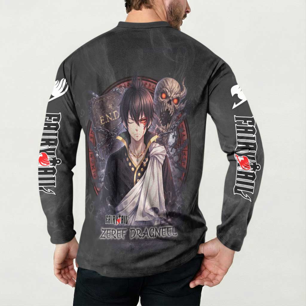Zeref Dragneel Fairy Tail Button Sweatshirt Dark Magic Circle Design with E.N.D Demon Aesthetic
