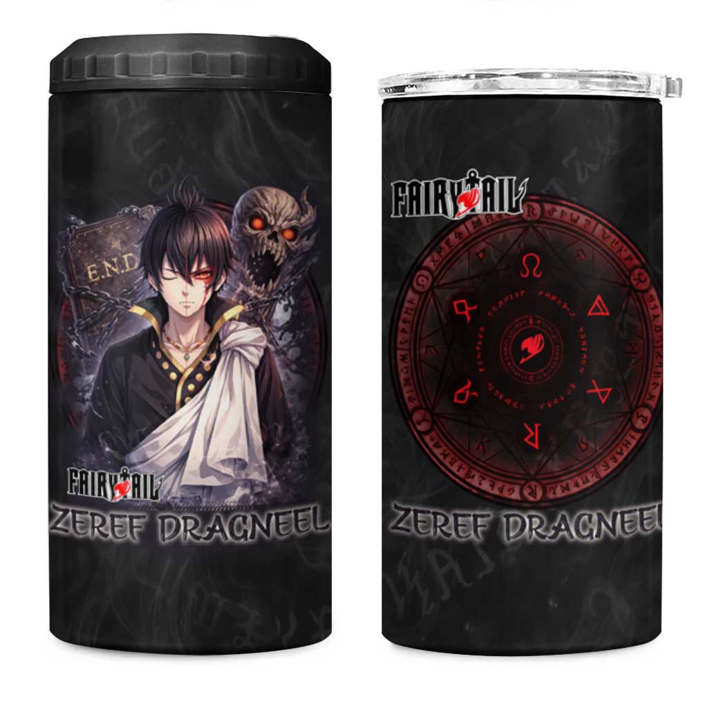 Zeref Dragneel Fairy Tail 4 in 1 Can Cooler Tumbler Dark Magic Circle Design with E.N.D Demon Aesthetic