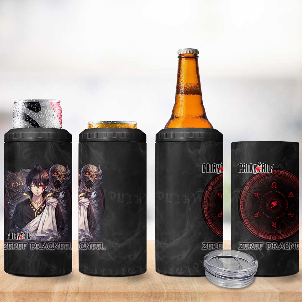 Zeref Dragneel Fairy Tail 4 in 1 Can Cooler Tumbler Dark Magic Circle Design with E.N.D Demon Aesthetic