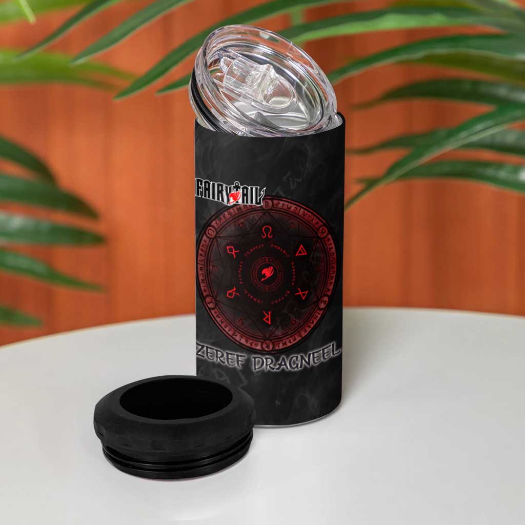 Zeref Dragneel Fairy Tail 4 in 1 Can Cooler Tumbler Dark Magic Circle Design with E.N.D Demon Aesthetic