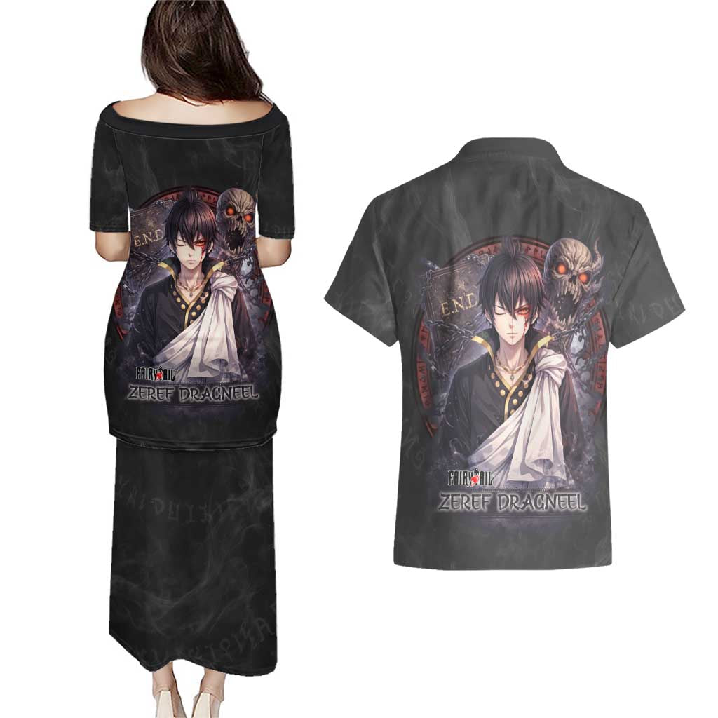 Zeref Dragneel Fairy Tail Couples Matching Puletasi and Hawaiian Shirt Dark Magic Circle Design with E.N.D Demon Aesthetic