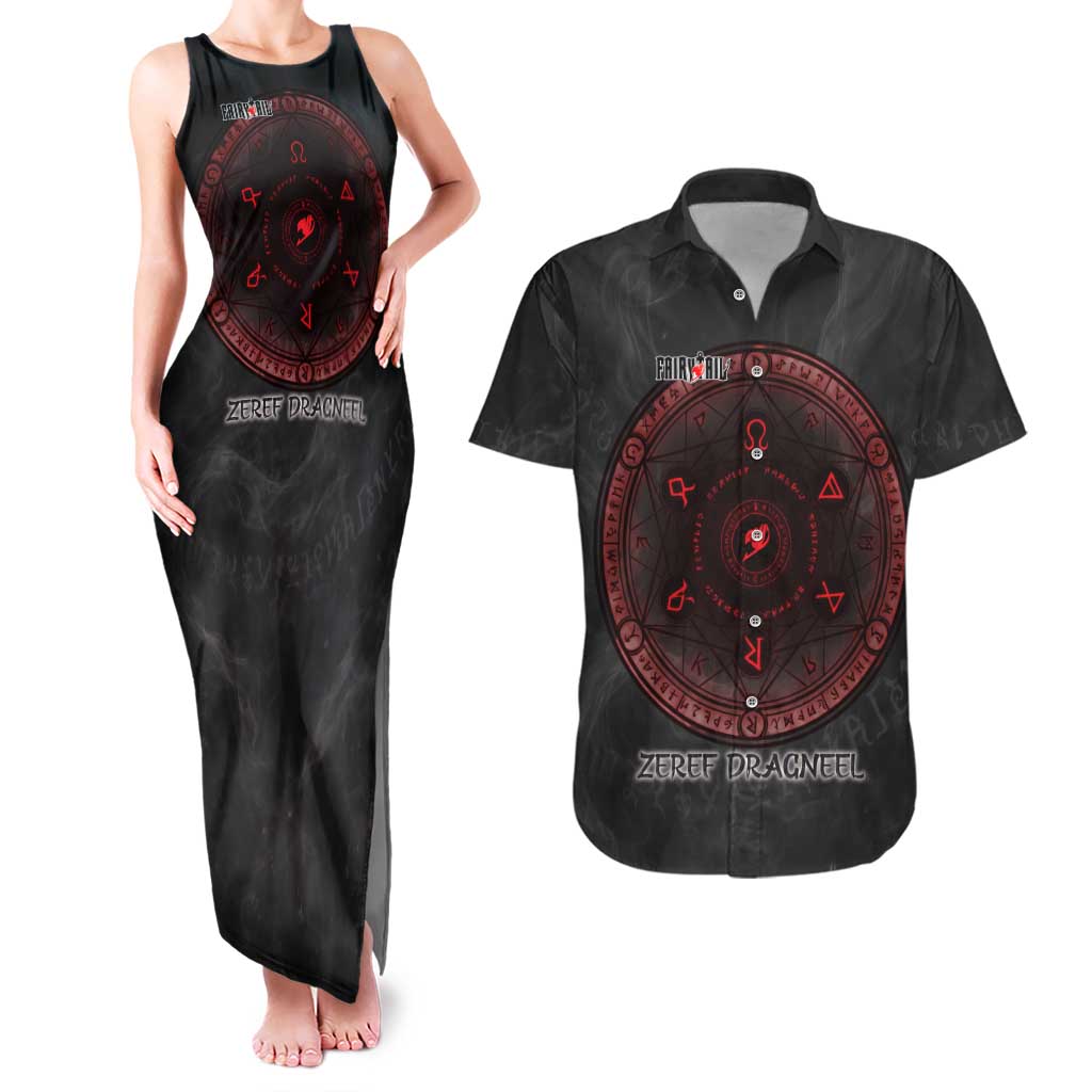 Zeref Dragneel Fairy Tail Couples Matching Tank Maxi Dress and Hawaiian Shirt Dark Magic Circle Design with E.N.D Demon Aesthetic