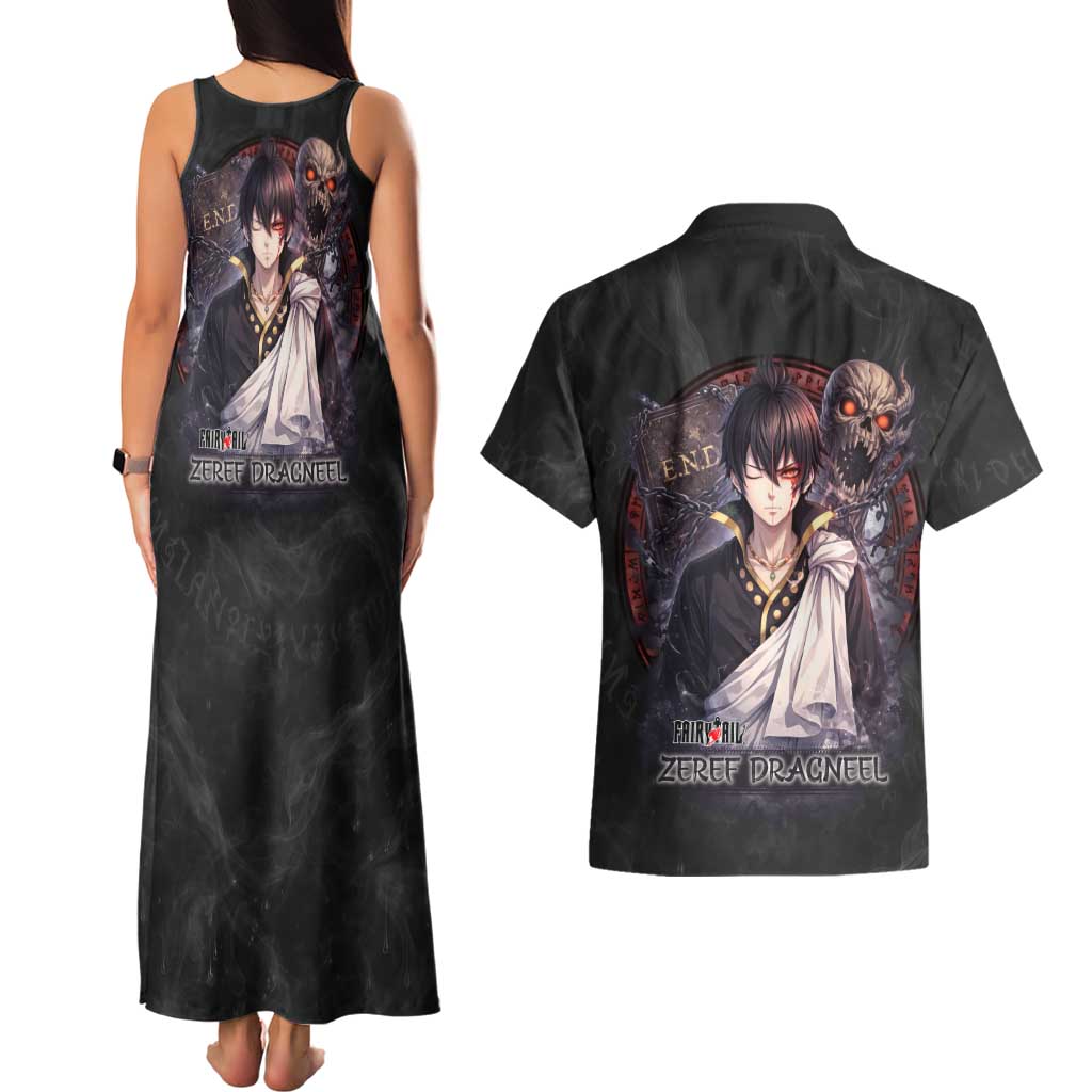 Zeref Dragneel Fairy Tail Couples Matching Tank Maxi Dress and Hawaiian Shirt Dark Magic Circle Design with E.N.D Demon Aesthetic