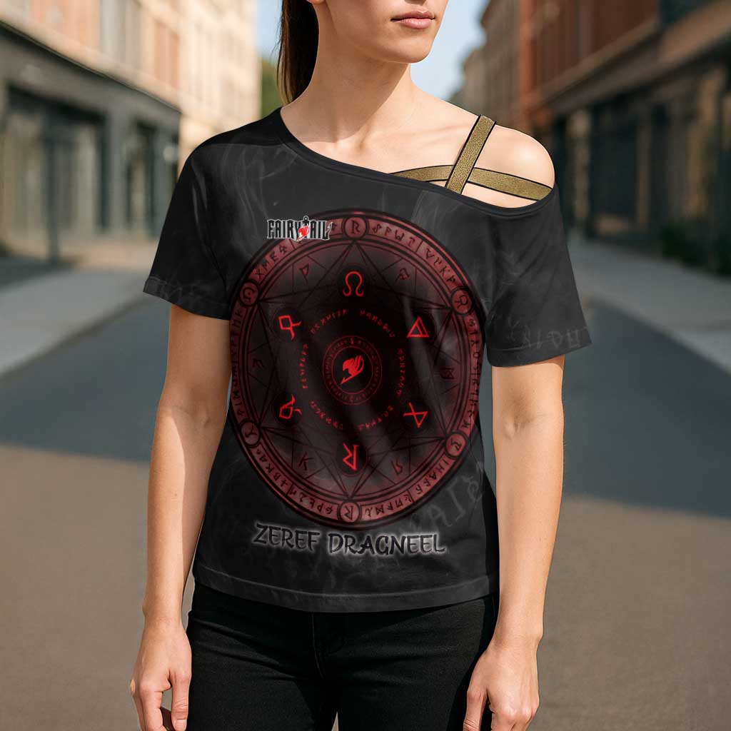 Zeref Dragneel Fairy Tail Cross Shoulder Shirt Dark Magic Circle Design with E.N.D Demon Aesthetic