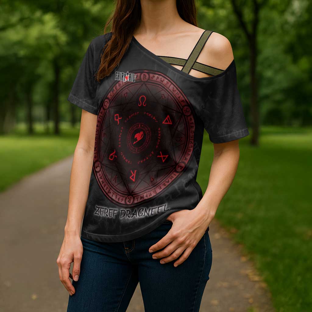 Zeref Dragneel Fairy Tail Cross Shoulder Shirt Dark Magic Circle Design with E.N.D Demon Aesthetic