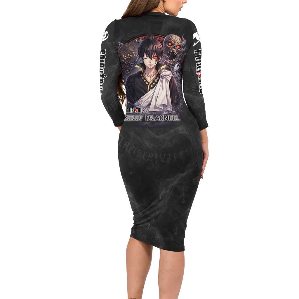 Zeref Dragneel Fairy Tail Family Matching Long Sleeve Bodycon Dress and Hawaiian Shirt Dark Magic Circle Design with E.N.D Demon Aesthetic