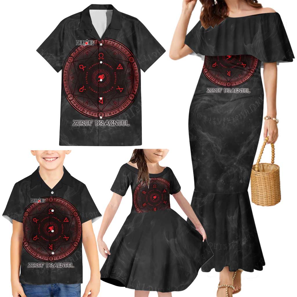Zeref Dragneel Fairy Tail Family Matching Mermaid Dress and Hawaiian Shirt Dark Magic Circle Design with E.N.D Demon Aesthetic