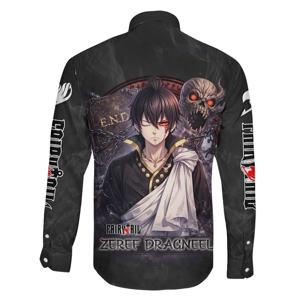Zeref Dragneel Fairy Tail Family Matching Off The Shoulder Long Sleeve Dress and Hawaiian Shirt Dark Magic Circle Design with E.N.D Demon Aesthetic