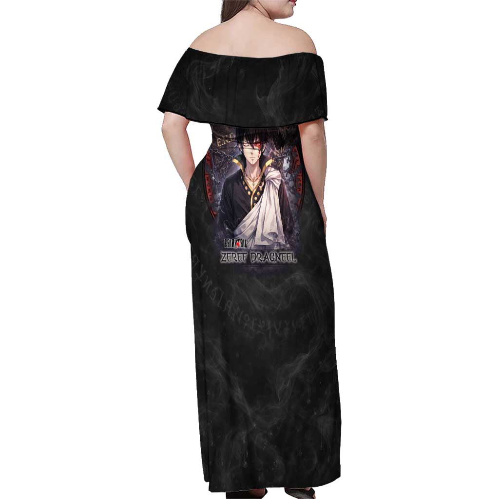 Zeref Dragneel Fairy Tail Family Matching Off Shoulder Maxi Dress and Hawaiian Shirt Dark Magic Circle Design with E.N.D Demon Aesthetic