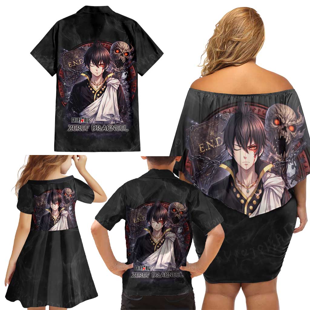 Zeref Dragneel Fairy Tail Family Matching Off Shoulder Short Dress and Hawaiian Shirt Dark Magic Circle Design with E.N.D Demon Aesthetic