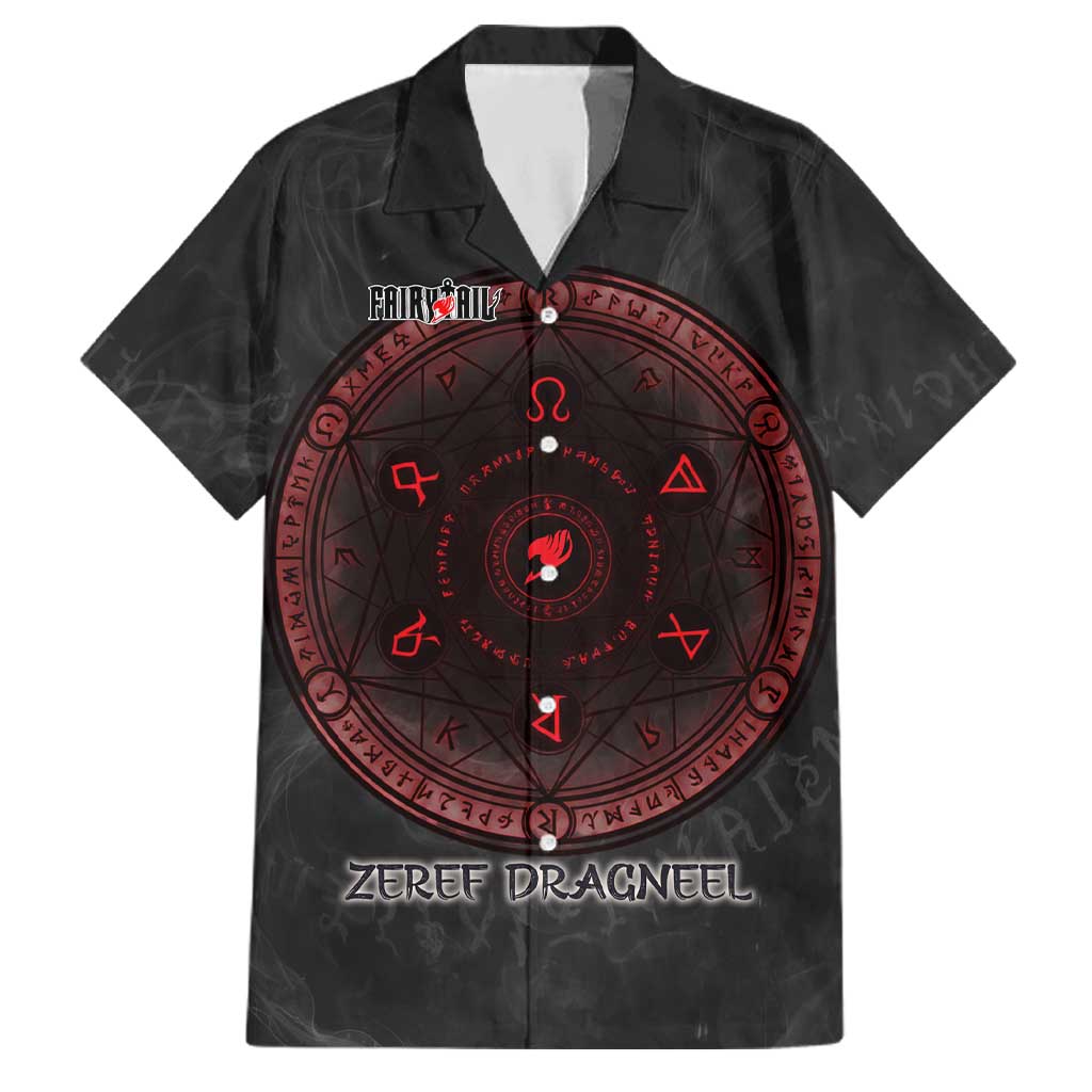Zeref Dragneel Fairy Tail Family Matching Off Shoulder Short Dress and Hawaiian Shirt Dark Magic Circle Design with E.N.D Demon Aesthetic