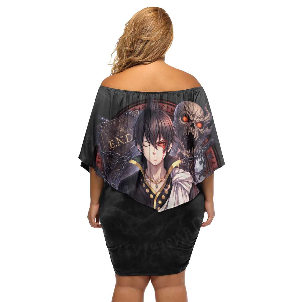 Zeref Dragneel Fairy Tail Family Matching Off Shoulder Short Dress and Hawaiian Shirt Dark Magic Circle Design with E.N.D Demon Aesthetic