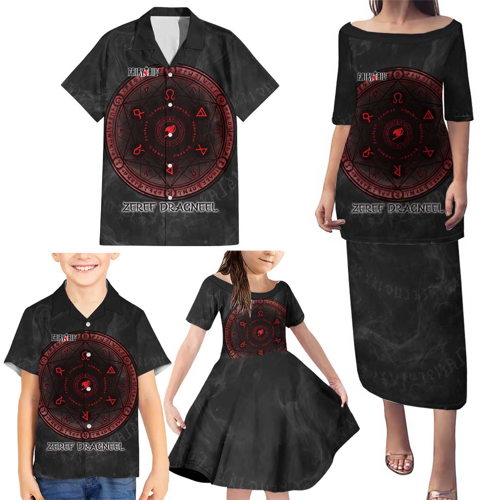 Zeref Dragneel Fairy Tail Family Matching Puletasi and Hawaiian Shirt Dark Magic Circle Design with E.N.D Demon Aesthetic
