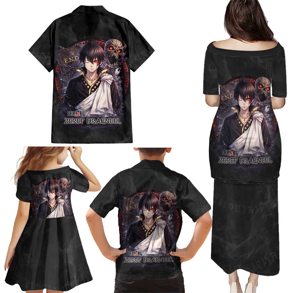 Zeref Dragneel Fairy Tail Family Matching Puletasi and Hawaiian Shirt Dark Magic Circle Design with E.N.D Demon Aesthetic