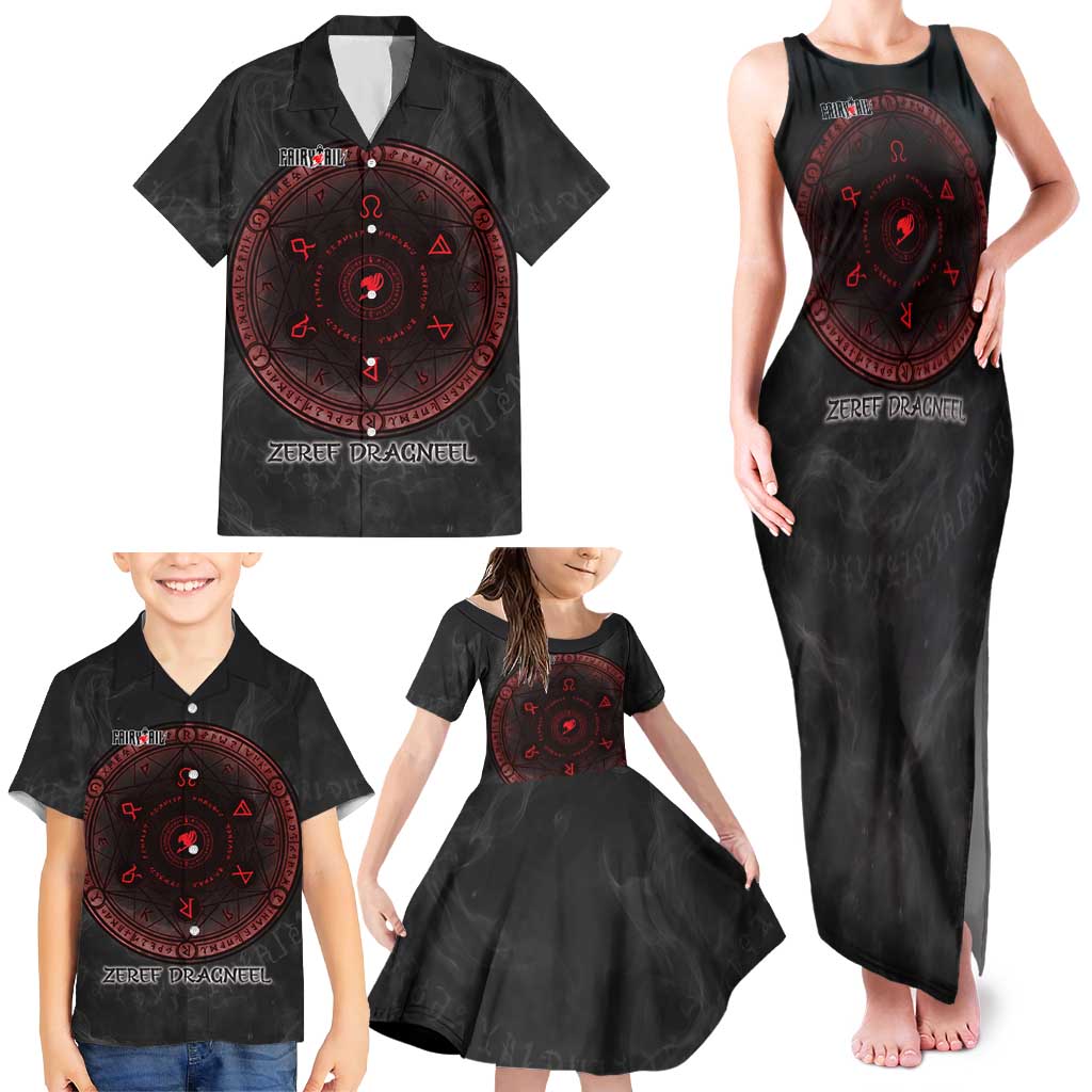 Zeref Dragneel Fairy Tail Family Matching Tank Maxi Dress and Hawaiian Shirt Dark Magic Circle Design with E.N.D Demon Aesthetic