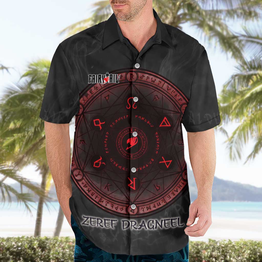 Zeref Dragneel Fairy Tail Hawaiian Shirt Dark Magic Circle Design with E.N.D Demon Aesthetic