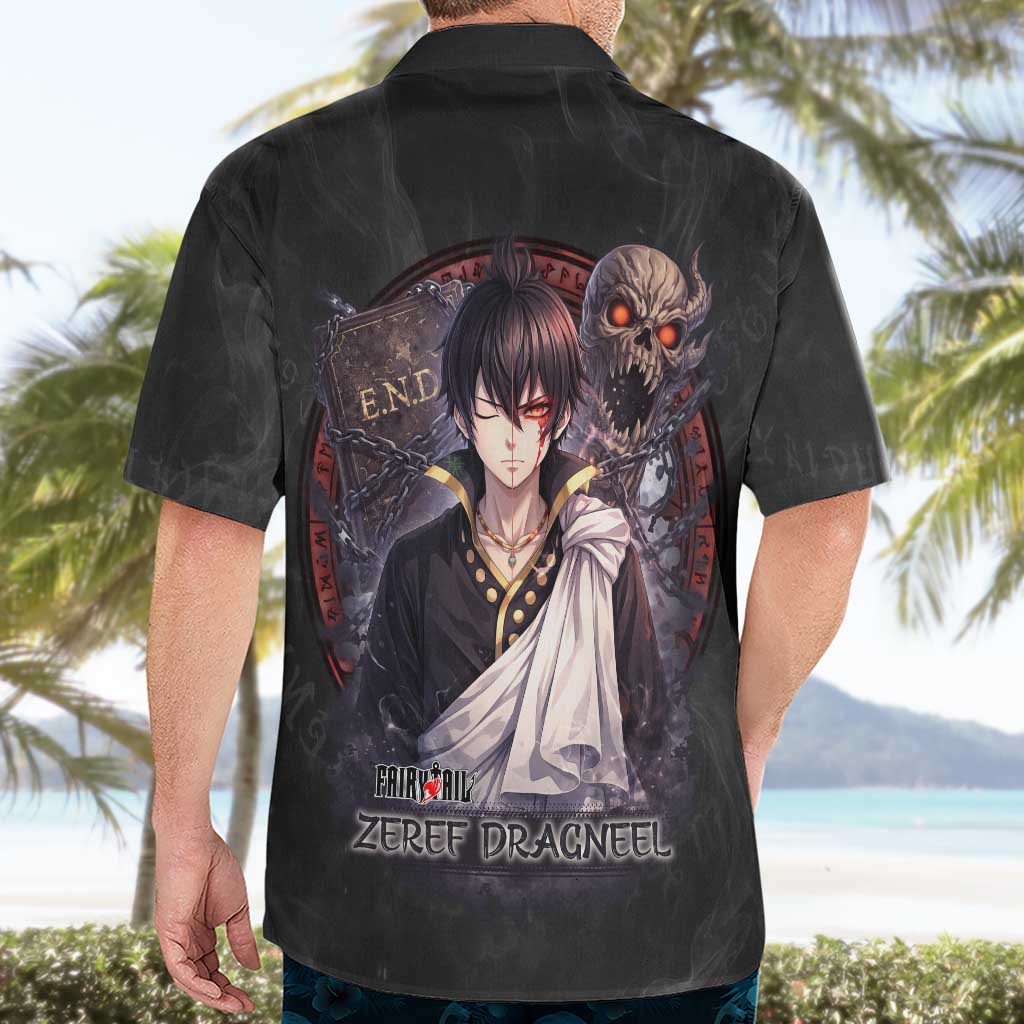 Zeref Dragneel Fairy Tail Hawaiian Shirt Dark Magic Circle Design with E.N.D Demon Aesthetic