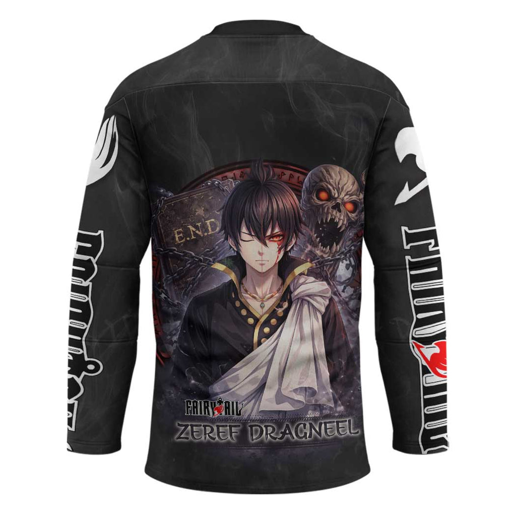 Zeref Dragneel Fairy Tail Hockey Jersey Dark Magic Circle Design with E.N.D Demon Aesthetic