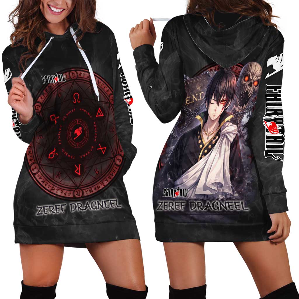 Zeref Dragneel Fairy Tail Hoodie Dress Dark Magic Circle Design with E.N.D Demon Aesthetic