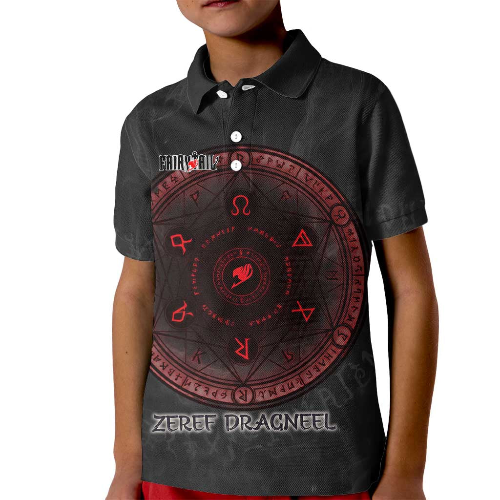 Zeref Dragneel Fairy Tail Kid Polo Shirt Dark Magic Circle Design with E.N.D Demon Aesthetic