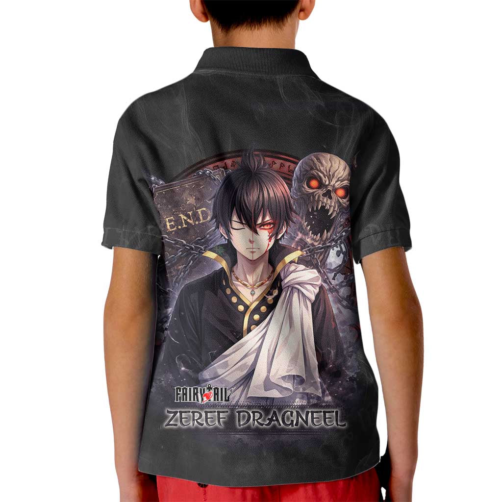 Zeref Dragneel Fairy Tail Kid Polo Shirt Dark Magic Circle Design with E.N.D Demon Aesthetic