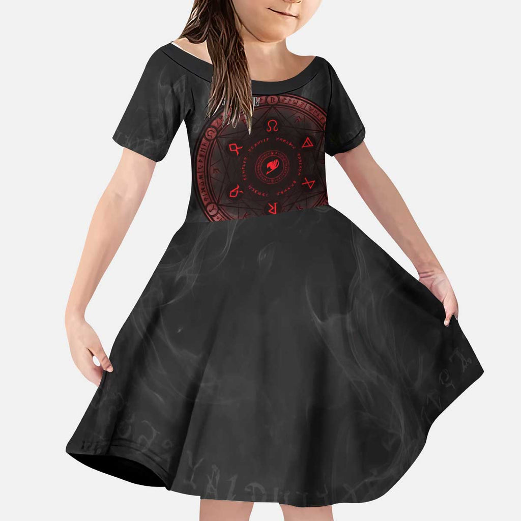 Zeref Dragneel Fairy Tail Kid Short Sleeve Dress Dark Magic Circle Design with E.N.D Demon Aesthetic