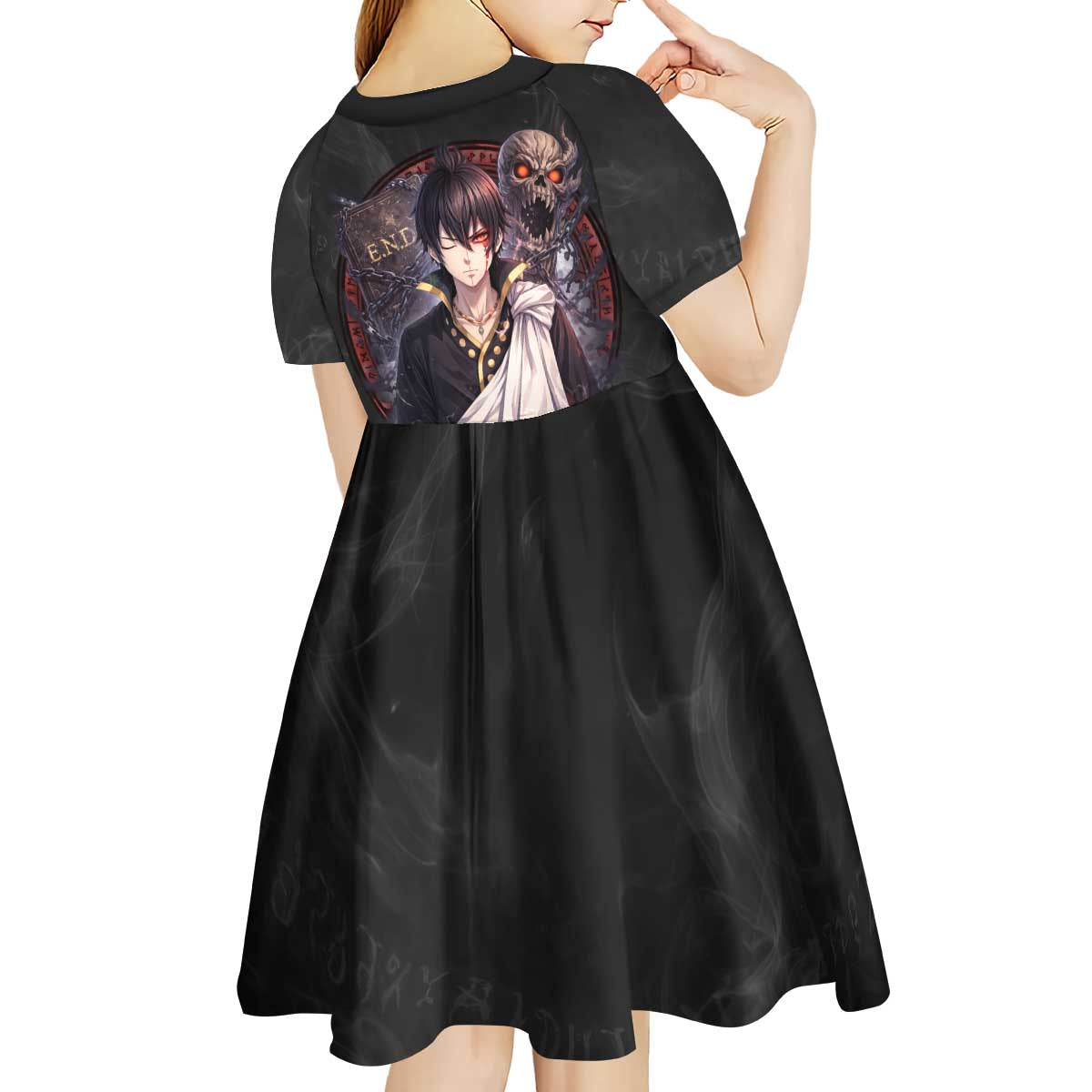 Zeref Dragneel Fairy Tail Kid Short Sleeve Dress Dark Magic Circle Design with E.N.D Demon Aesthetic