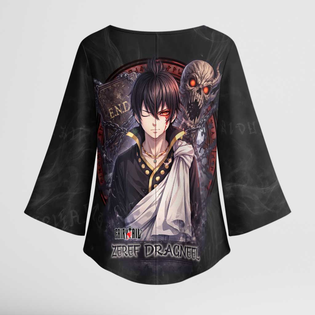 Zeref Dragneel Fairy Tail Kimono Sleeve Blouse Dark Magic Circle Design with E.N.D Demon Aesthetic