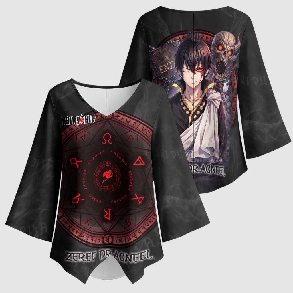 Zeref Dragneel Fairy Tail Kimono Sleeve Blouse Dark Magic Circle Design with E.N.D Demon Aesthetic