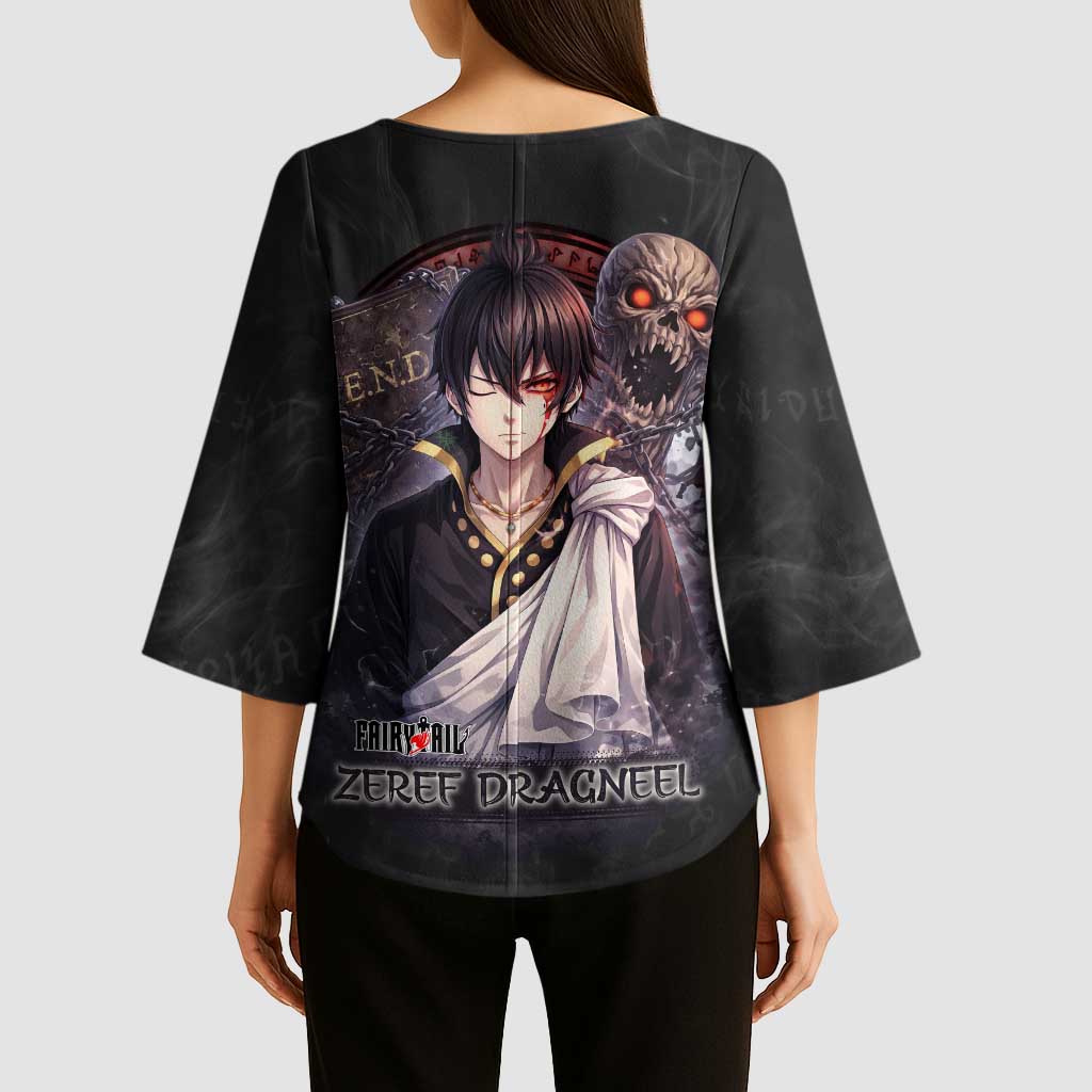 Zeref Dragneel Fairy Tail Kimono Sleeve Blouse Dark Magic Circle Design with E.N.D Demon Aesthetic