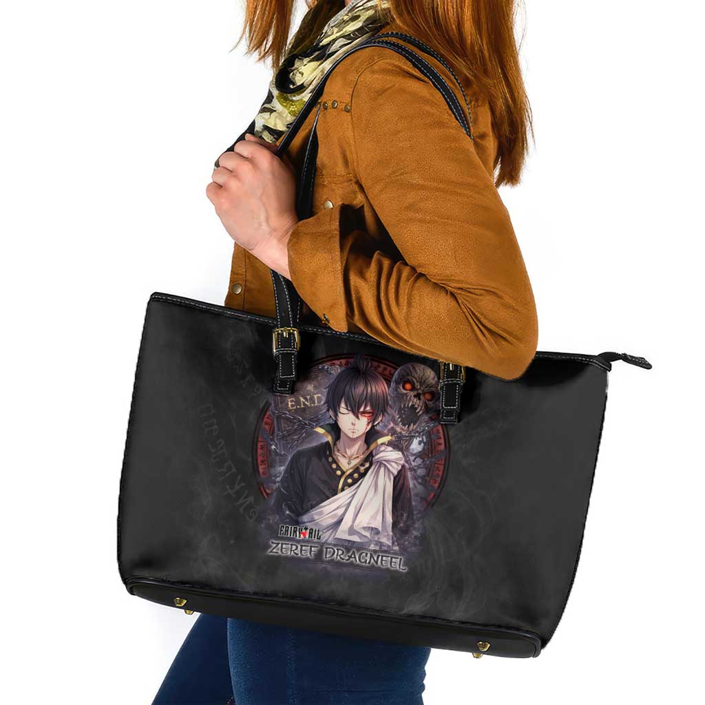 Zeref Dragneel Fairy Tail Leather Tote Bag Dark Magic Circle Design with E.N.D Demon Aesthetic