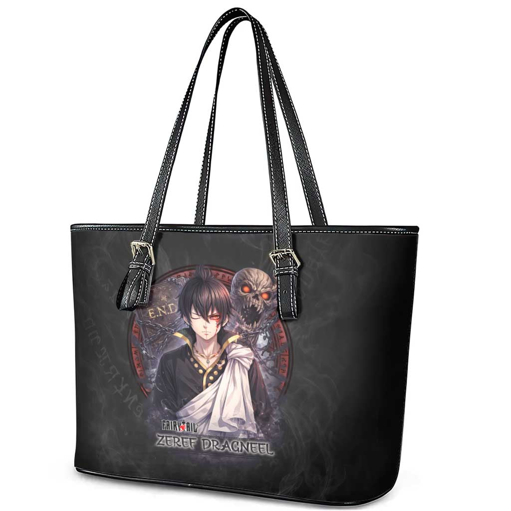 Zeref Dragneel Fairy Tail Leather Tote Bag Dark Magic Circle Design with E.N.D Demon Aesthetic