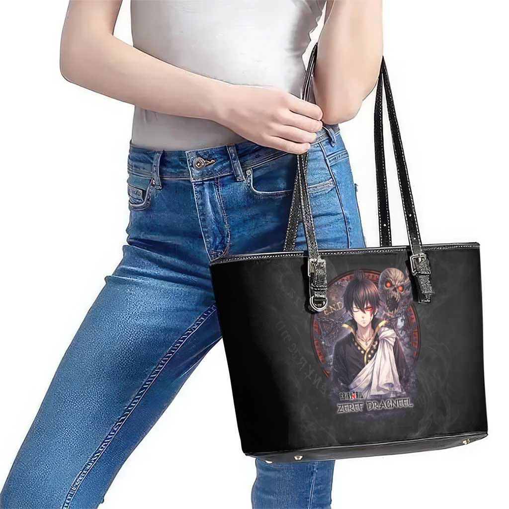 Zeref Dragneel Fairy Tail Leather Tote Bag Dark Magic Circle Design with E.N.D Demon Aesthetic