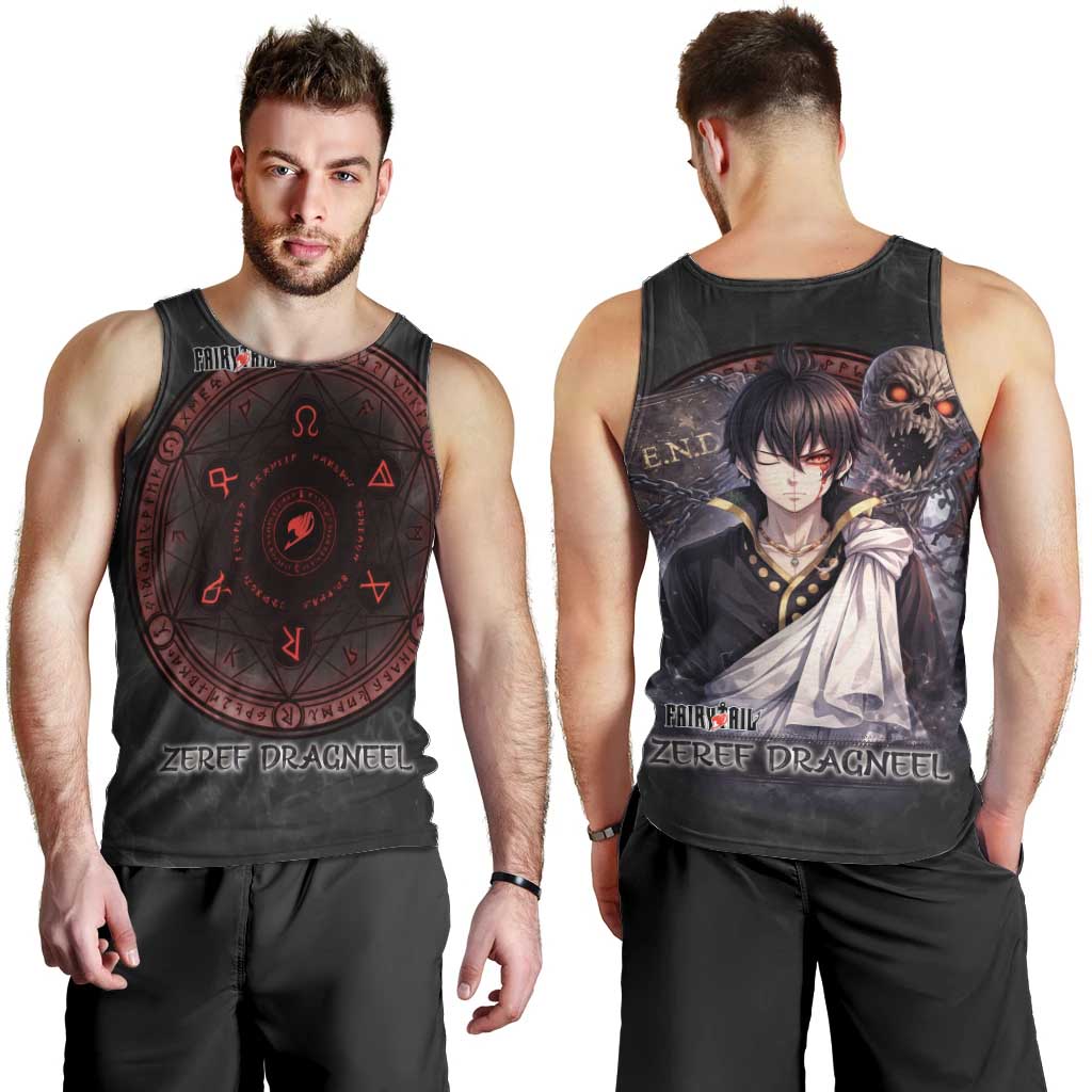 Zeref Dragneel Fairy Tail Men Tank Top Dark Magic Circle Design with E.N.D Demon Aesthetic