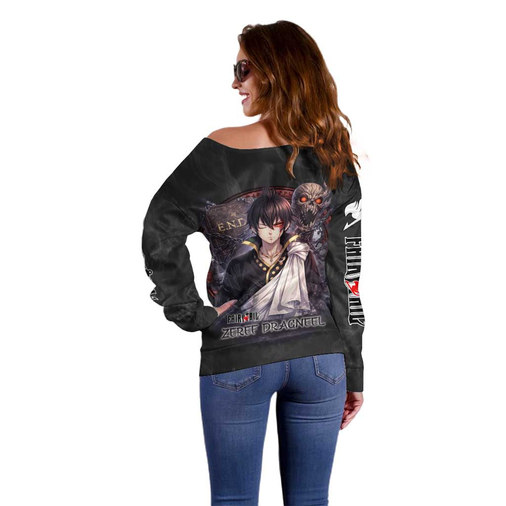 Zeref Dragneel Fairy Tail Off Shoulder Sweater Dark Magic Circle Design with E.N.D Demon Aesthetic