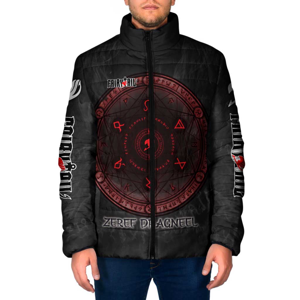 Zeref Dragneel Fairy Tail Padded Jacket Dark Magic Circle Design with E.N.D Demon Aesthetic