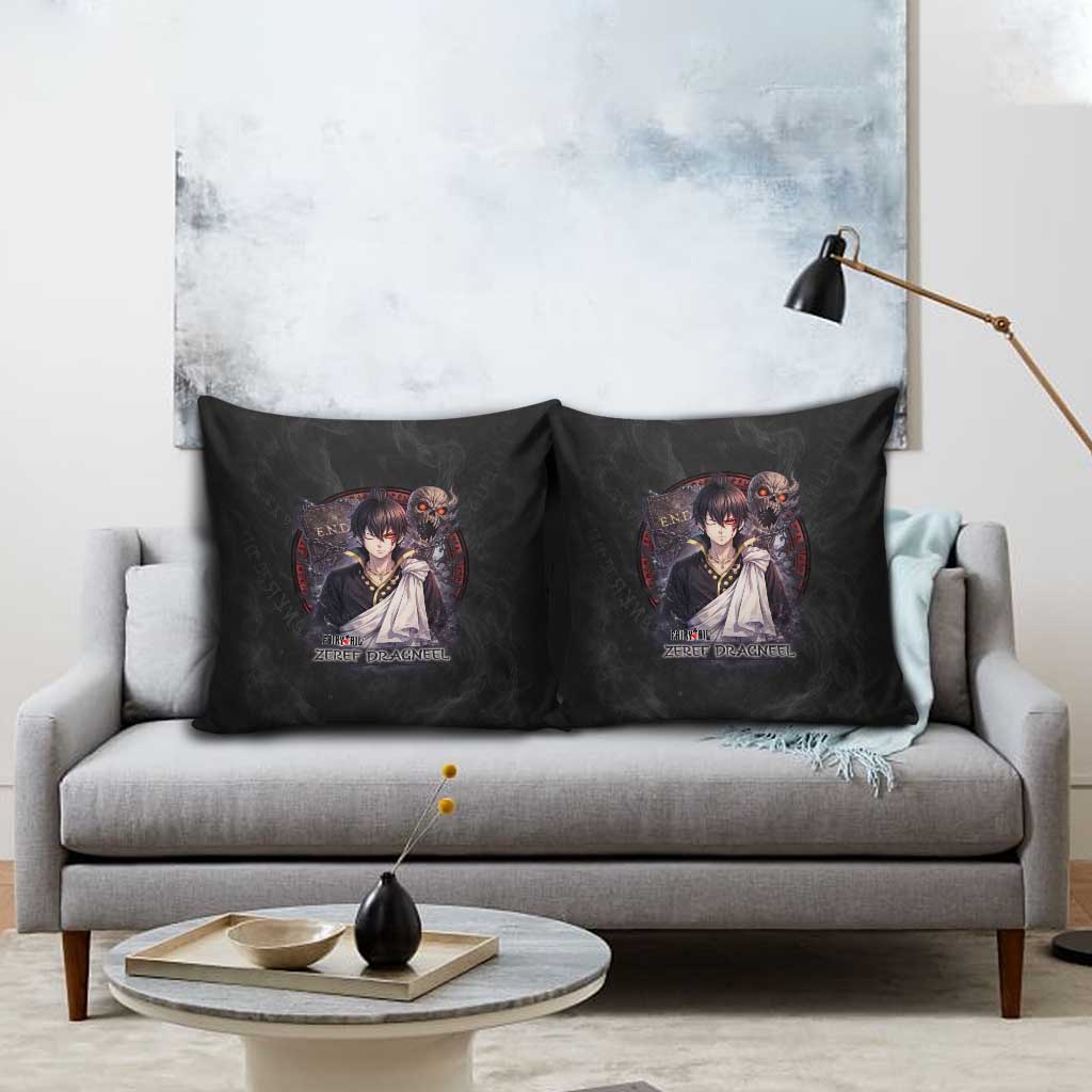 Zeref Dragneel Fairy Tail Pillow Cover Dark Magic Circle Design with E.N.D Demon Aesthetic