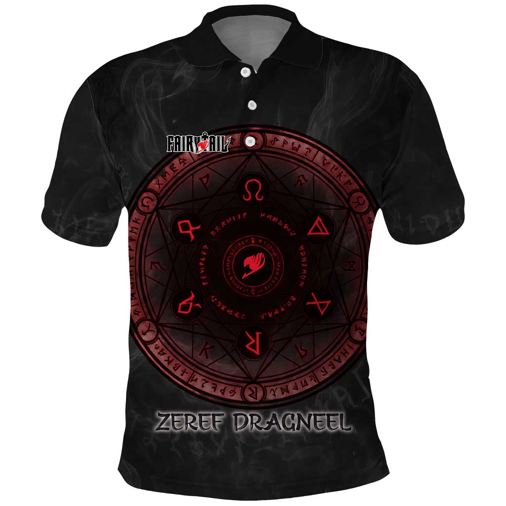 Zeref Dragneel Fairy Tail Polo Shirt Dark Magic Circle Design with E.N.D Demon Aesthetic