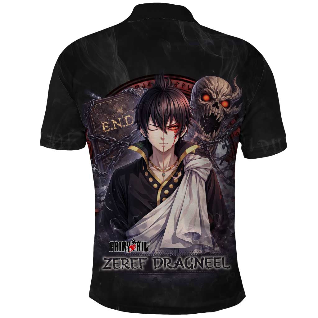 Zeref Dragneel Fairy Tail Polo Shirt Dark Magic Circle Design with E.N.D Demon Aesthetic