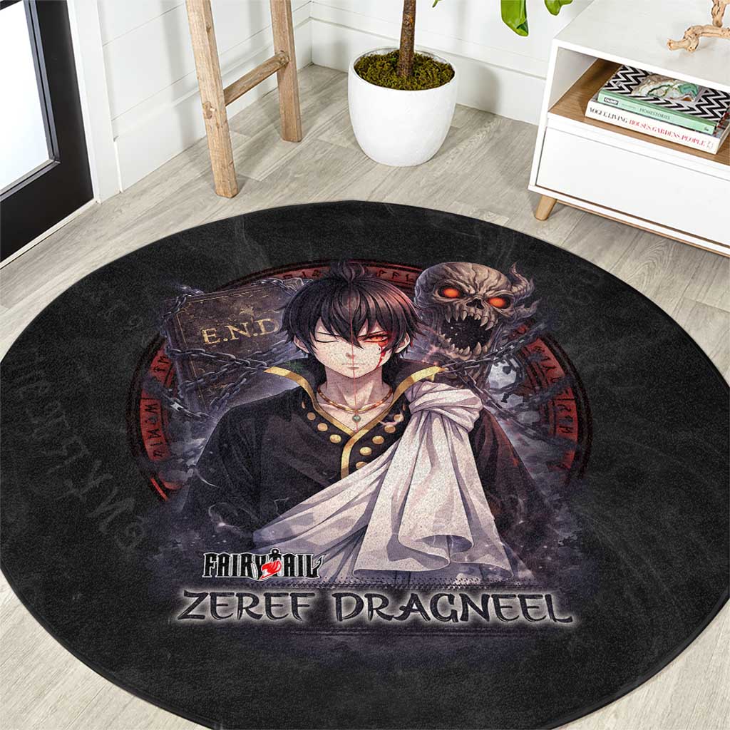 Zeref Dragneel Fairy Tail Round Carpet Dark Magic Circle Design with E.N.D Demon Aesthetic
