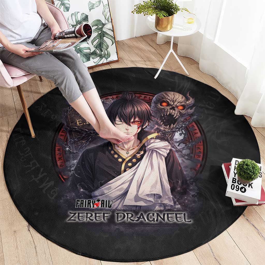 Zeref Dragneel Fairy Tail Round Carpet Dark Magic Circle Design with E.N.D Demon Aesthetic