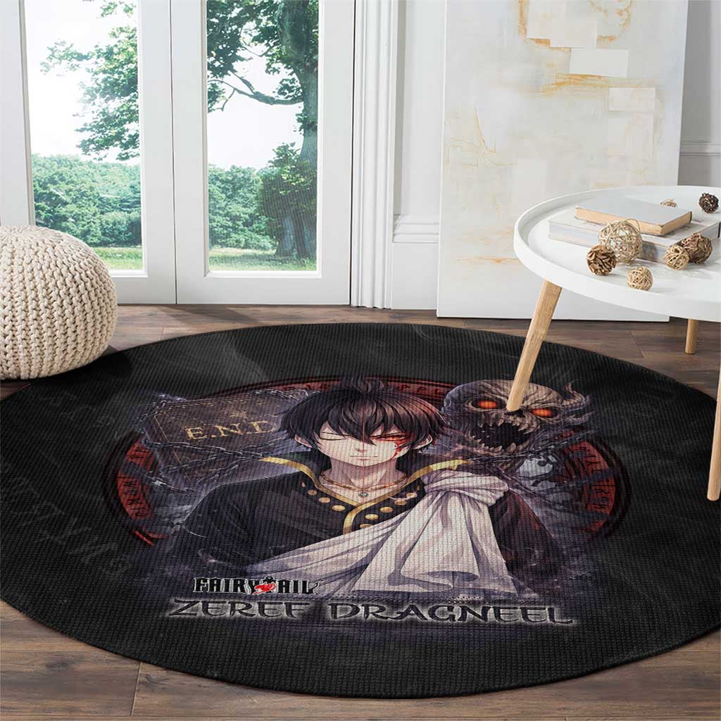 Zeref Dragneel Fairy Tail Round Carpet Dark Magic Circle Design with E.N.D Demon Aesthetic