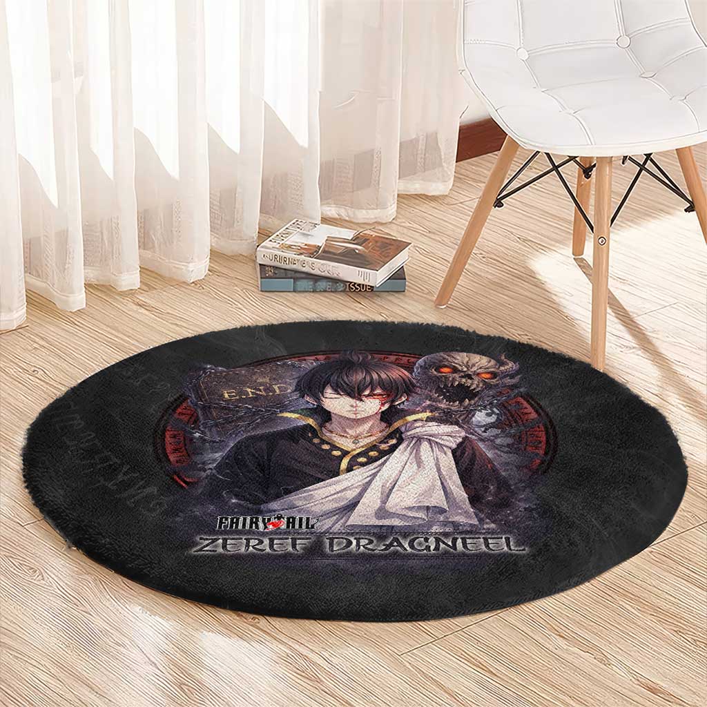 Zeref Dragneel Fairy Tail Round Carpet Dark Magic Circle Design with E.N.D Demon Aesthetic