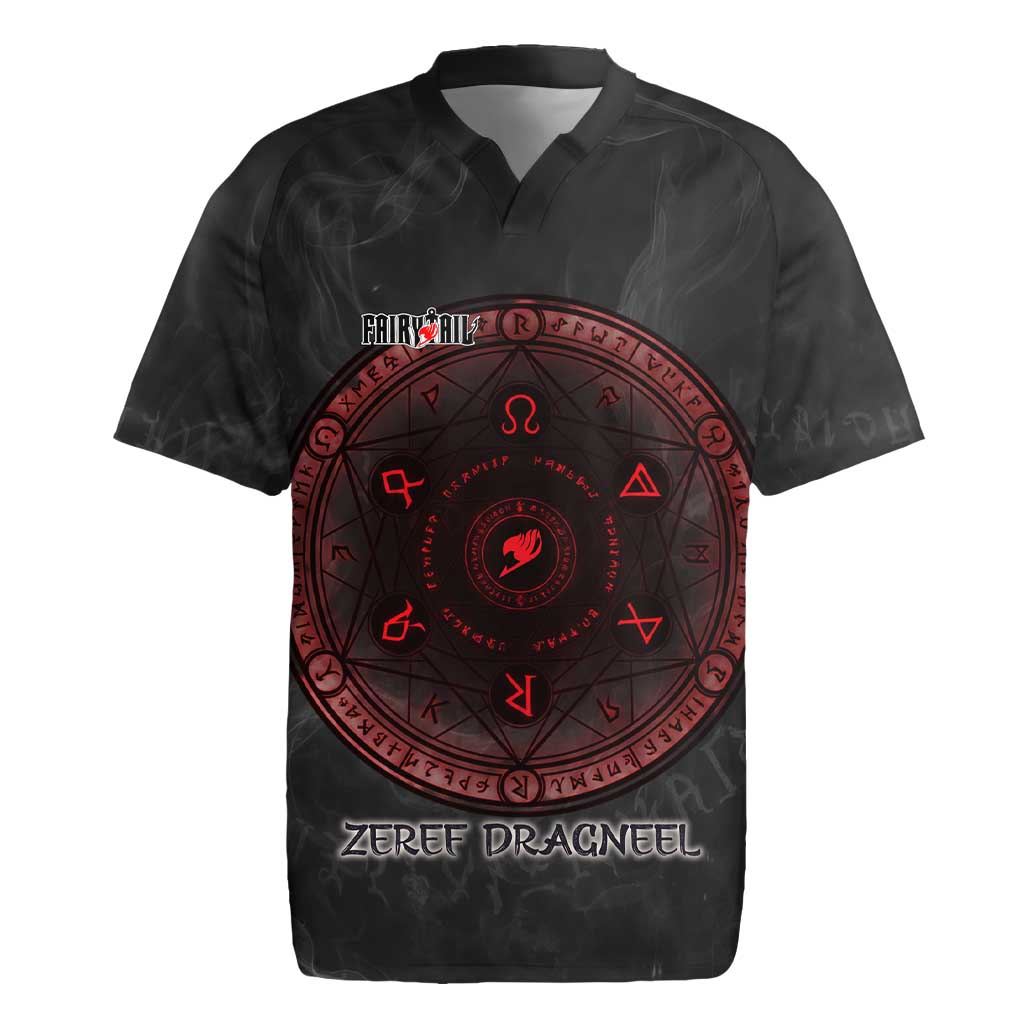 Zeref Dragneel Fairy Tail Rugby Jersey Dark Magic Circle Design with E.N.D Demon Aesthetic