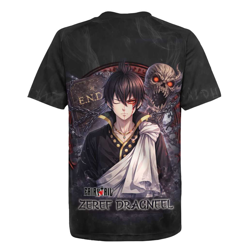 Zeref Dragneel Fairy Tail Rugby Jersey Dark Magic Circle Design with E.N.D Demon Aesthetic