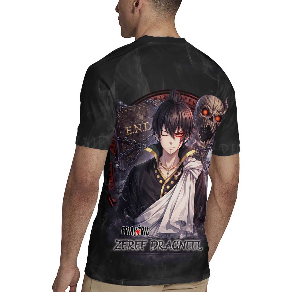 Zeref Dragneel Fairy Tail Rugby Jersey Dark Magic Circle Design with E.N.D Demon Aesthetic