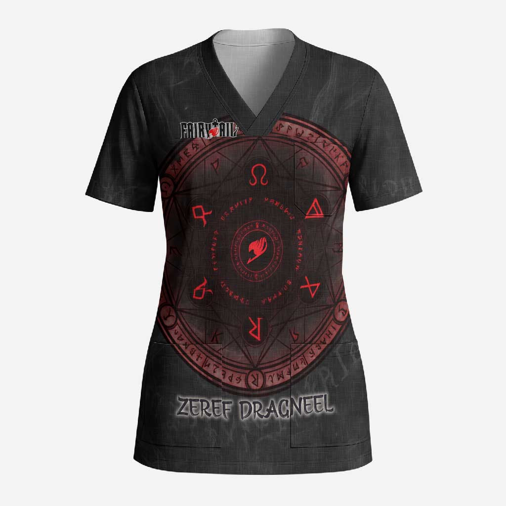 Zeref Dragneel Fairy Tail Scrub Top Dark Magic Circle Design with E.N.D Demon Aesthetic
