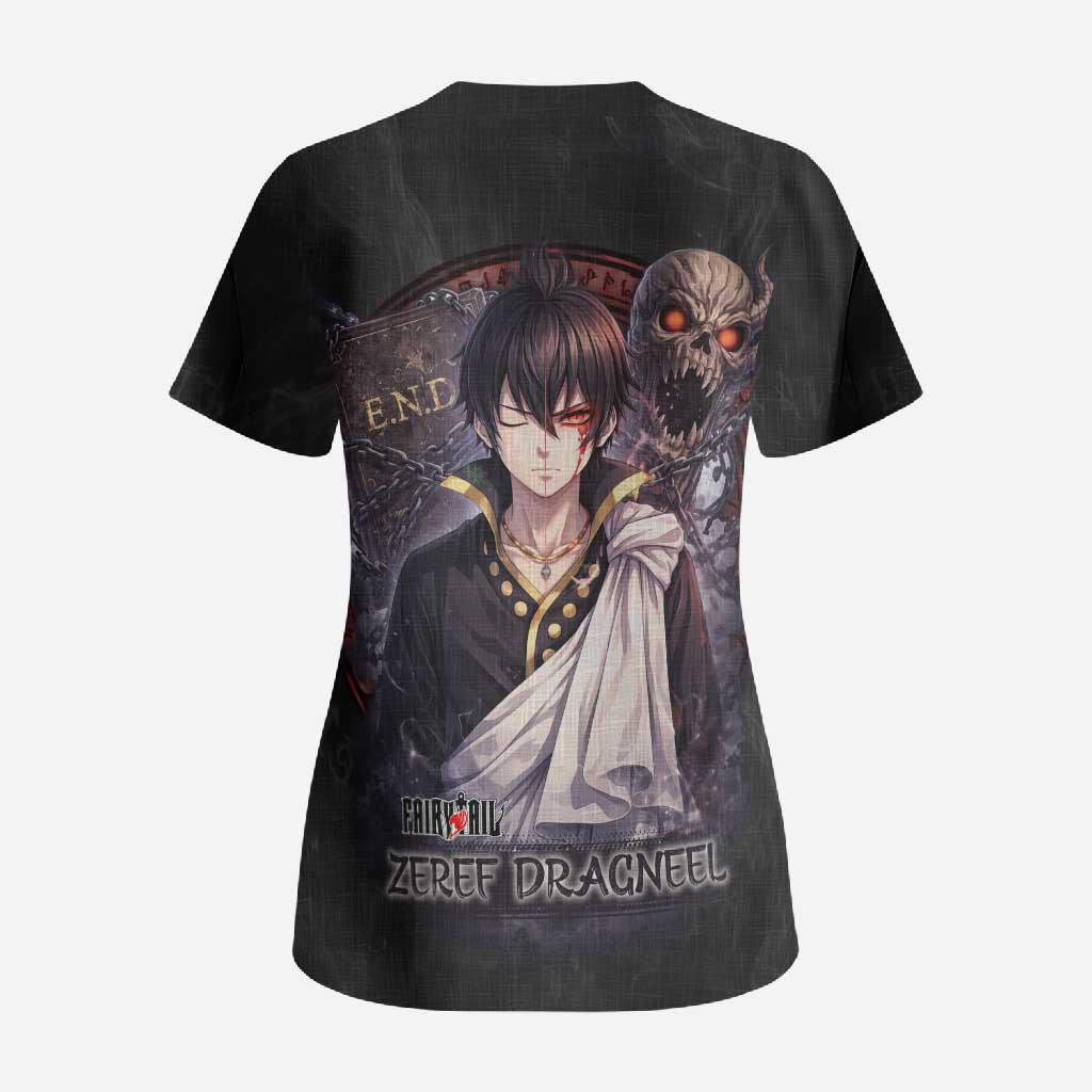 Zeref Dragneel Fairy Tail Scrub Top Dark Magic Circle Design with E.N.D Demon Aesthetic