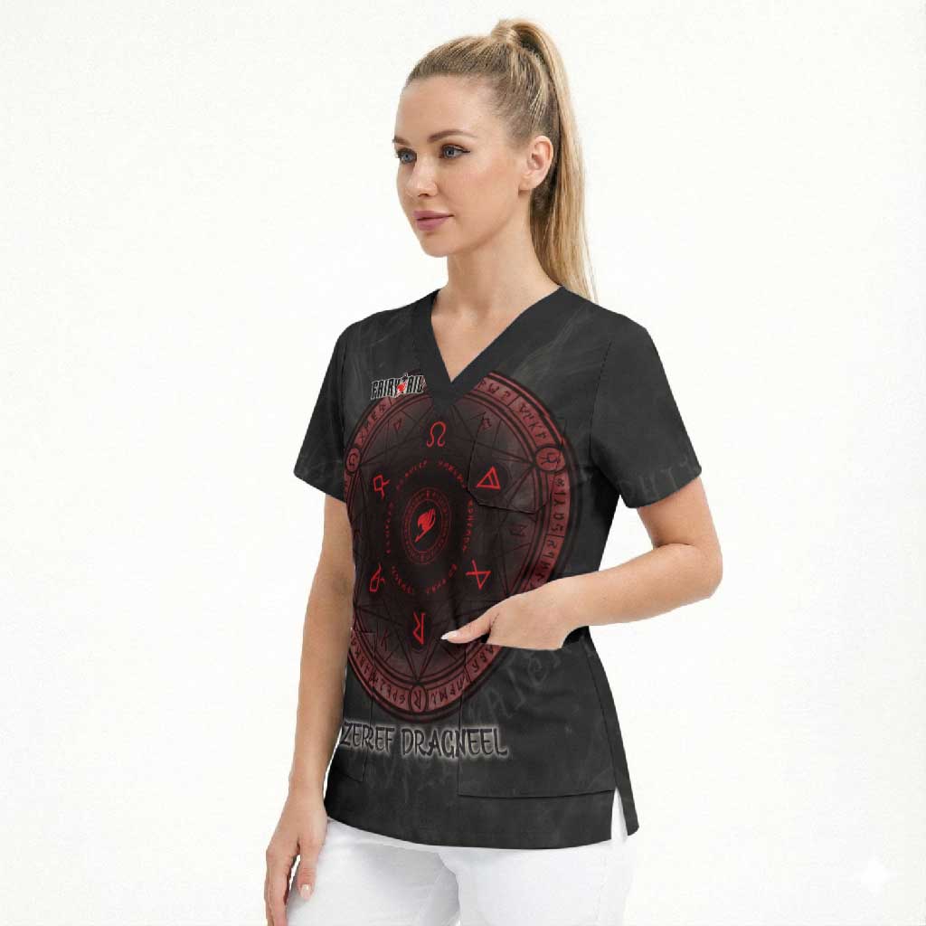 Zeref Dragneel Fairy Tail Scrub Top Dark Magic Circle Design with E.N.D Demon Aesthetic